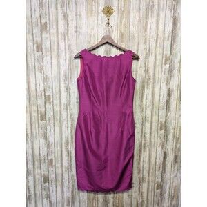 Laundry by Shelli Segal Silk Sheath Dress Pink Scallop Elegant Cocktail 12